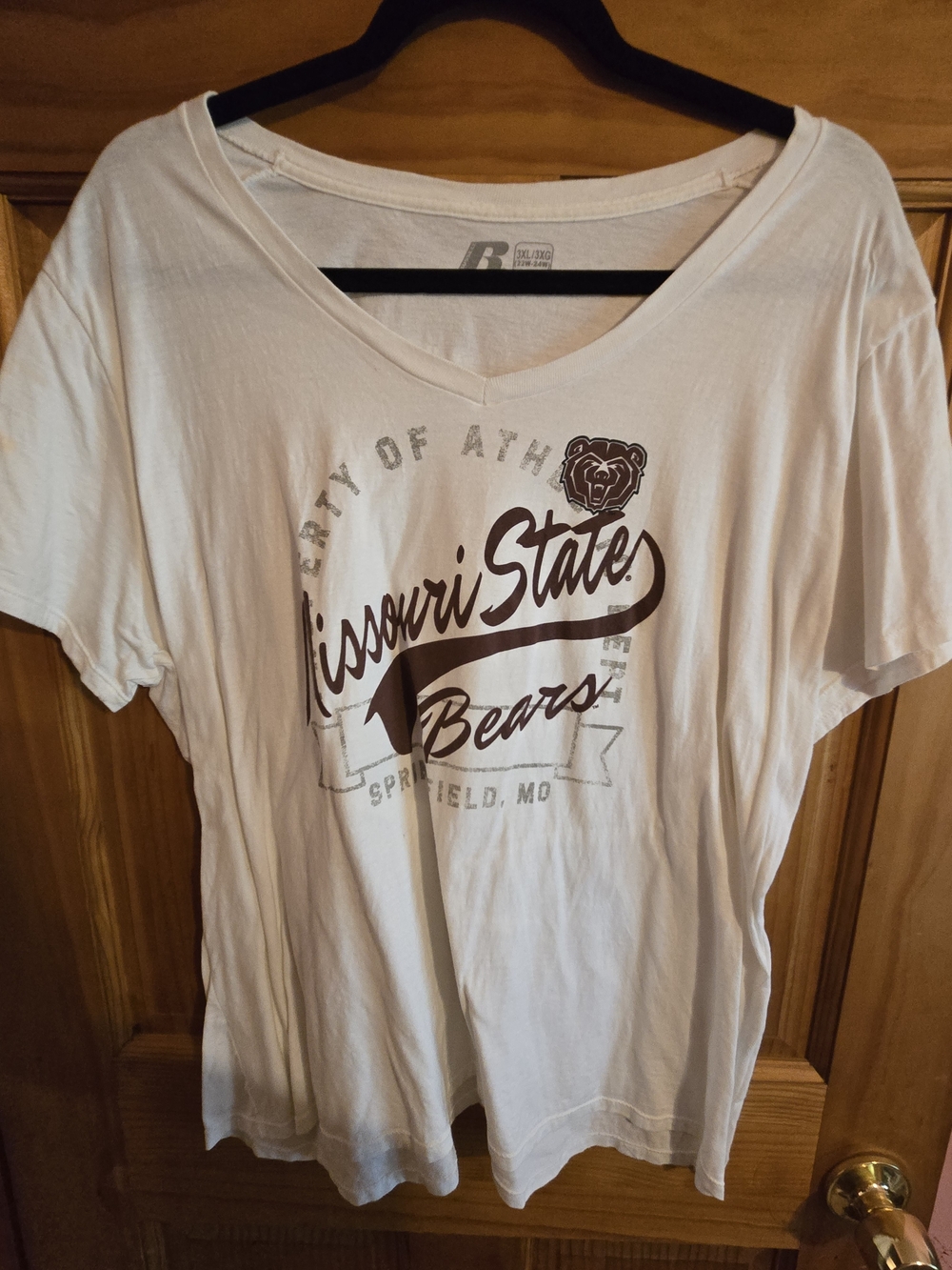 Russell Athletic White T‑Shirt with Faded Brown Graphic